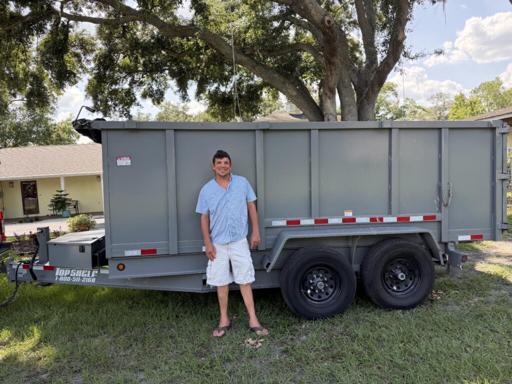 15-yard Lynch Haul dump trailer delivered clean in a Plant City, FL driveway